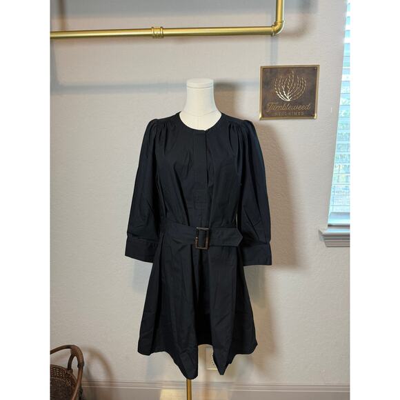 Women's Banana Republic Black Belted Waist Cotton Fit and Flare Dress Size S NEW - Picture 10 of 12